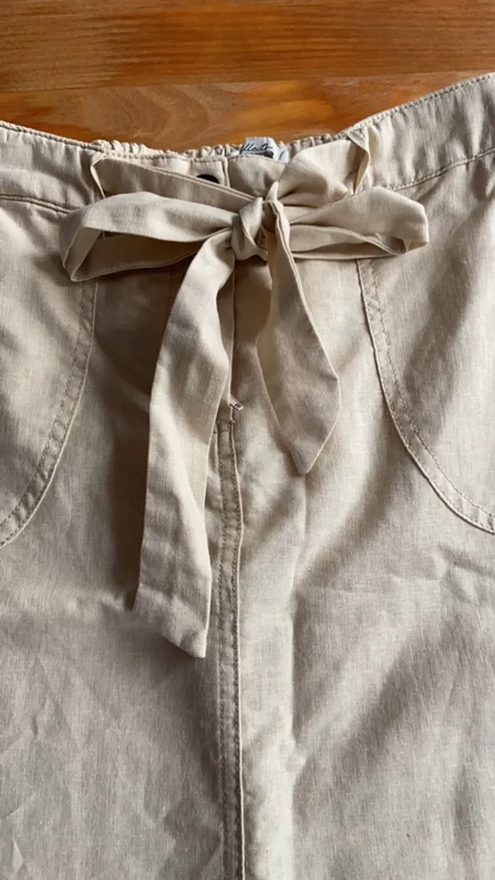 Jupe d’été en tissus beige taille M - photo numéro 2