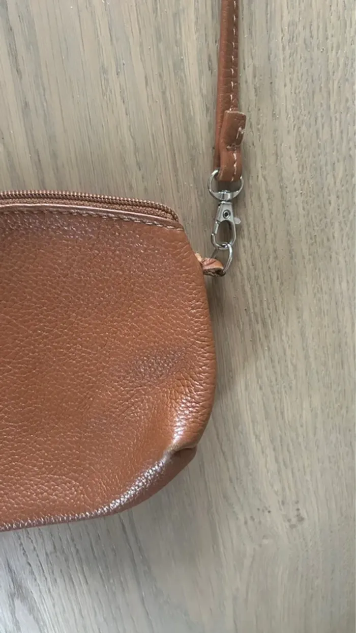 Petit sac bandoulière en cuir camel - photo numéro 3
