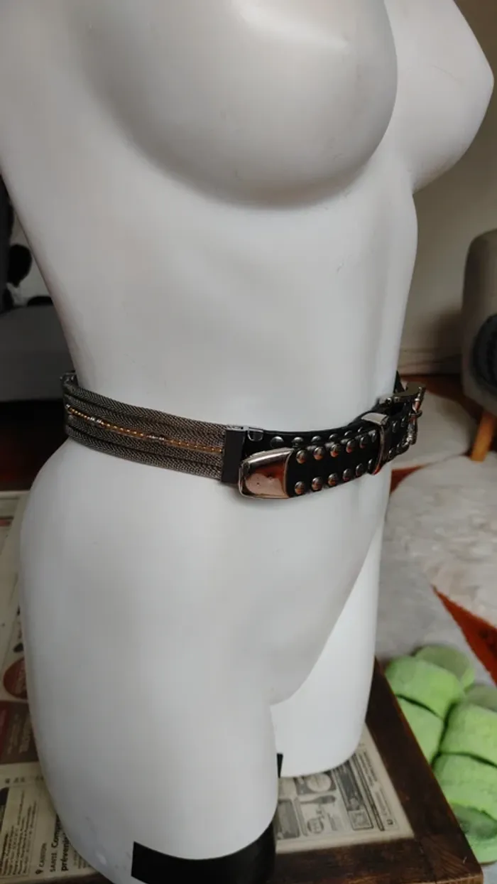 Magnifique ceinture vintage en cuir et acier - photo numéro 8