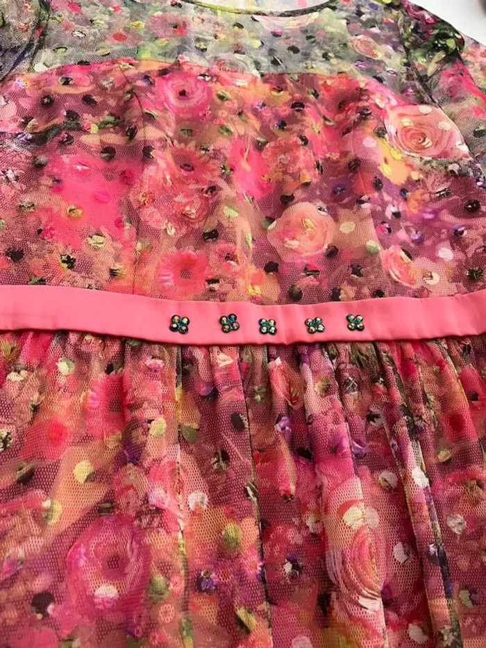 Robe chic bohème rose fleurie Carolina Morató T38 très bon état - photo numéro 3