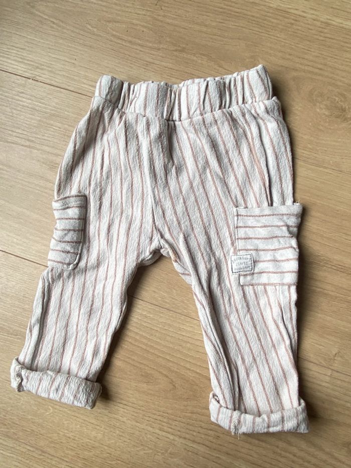 Ensemble beige haut à col et pantalon rayé Zeeman 74cm - photo numéro 5