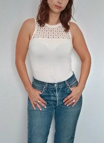 Top féminin blanc haut crochet taille 34