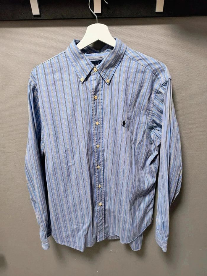 Chemise Ralph Lauren Classic Fit Rayée Bleu Vintage Y2K – Taille L - photo numéro 5