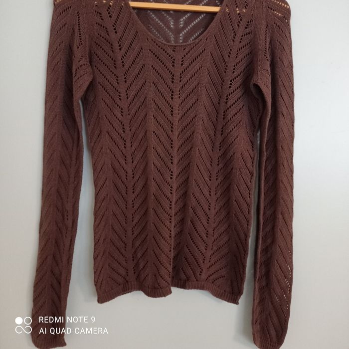 Pull marron ajouré t36/38 - photo numéro 2