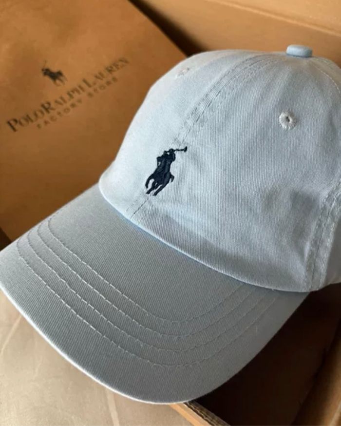 Casquette Ralph Lauren bleu claire logo bleu Marine - photo numéro 3