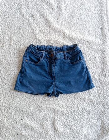 Short en jean souple bleu mignon marine bouton zip