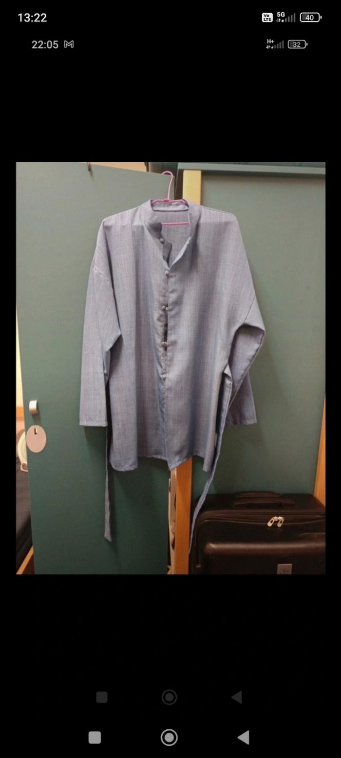 Ensemble mastour bleu en lin - photo numéro 2