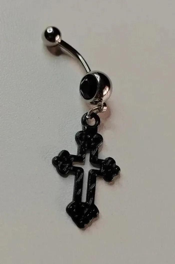 Piercing Nombril - Croix noire, neuf