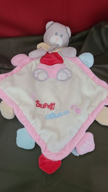 Doudou Chat BABY NAT' super doudou écru rose