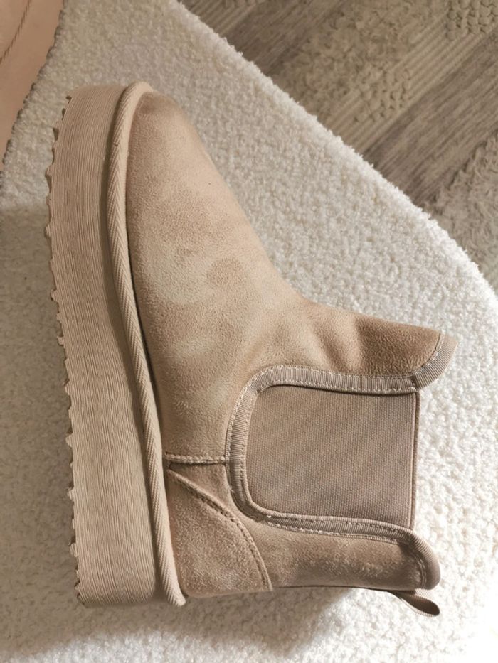 Boots fourrées talon compensé plateforme beige 40 - photo numéro 5