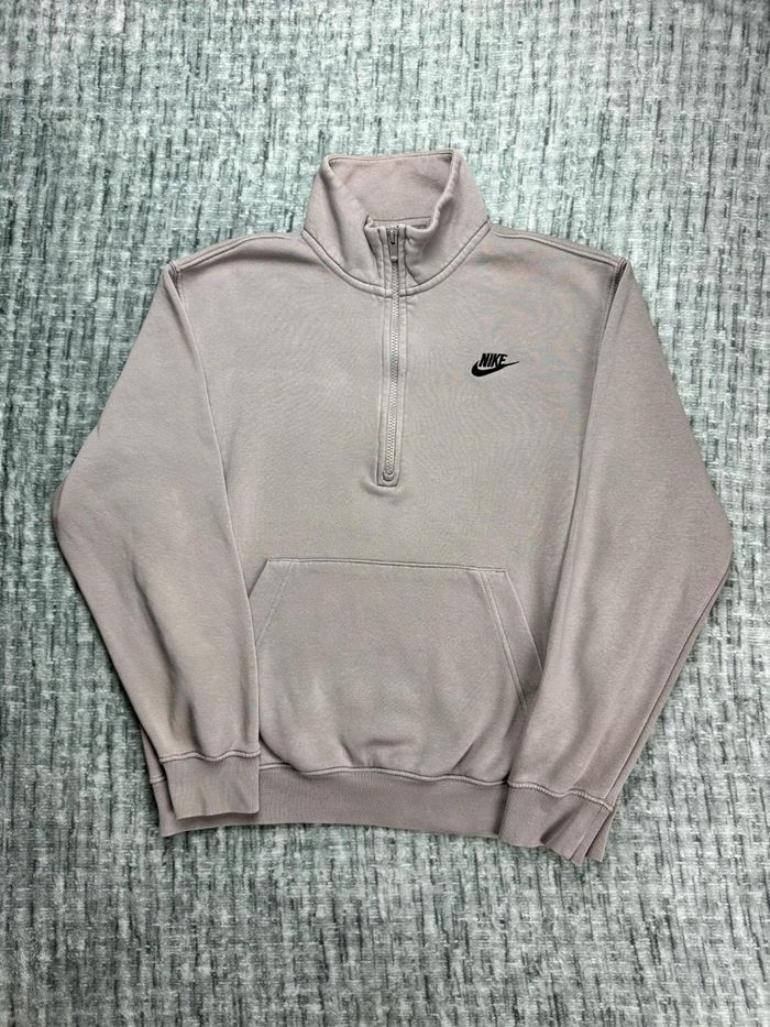 Pull Sweat col zippé Nike Swoosh brodé, beige, taille S