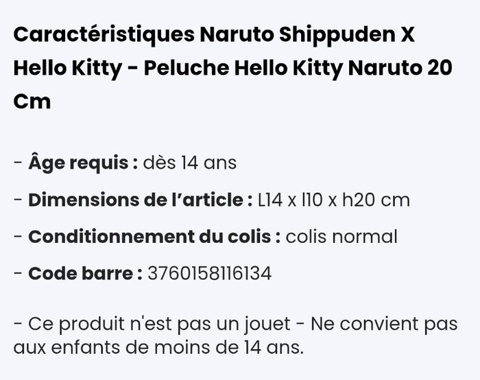 Peluche Naruto Shippuden X Hello Kitty. - photo numéro 5