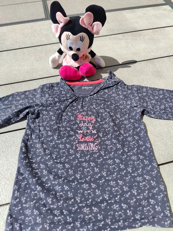 Tee shirt ml gris foncé fille Vertbaudet 18 mois - photo numéro 2