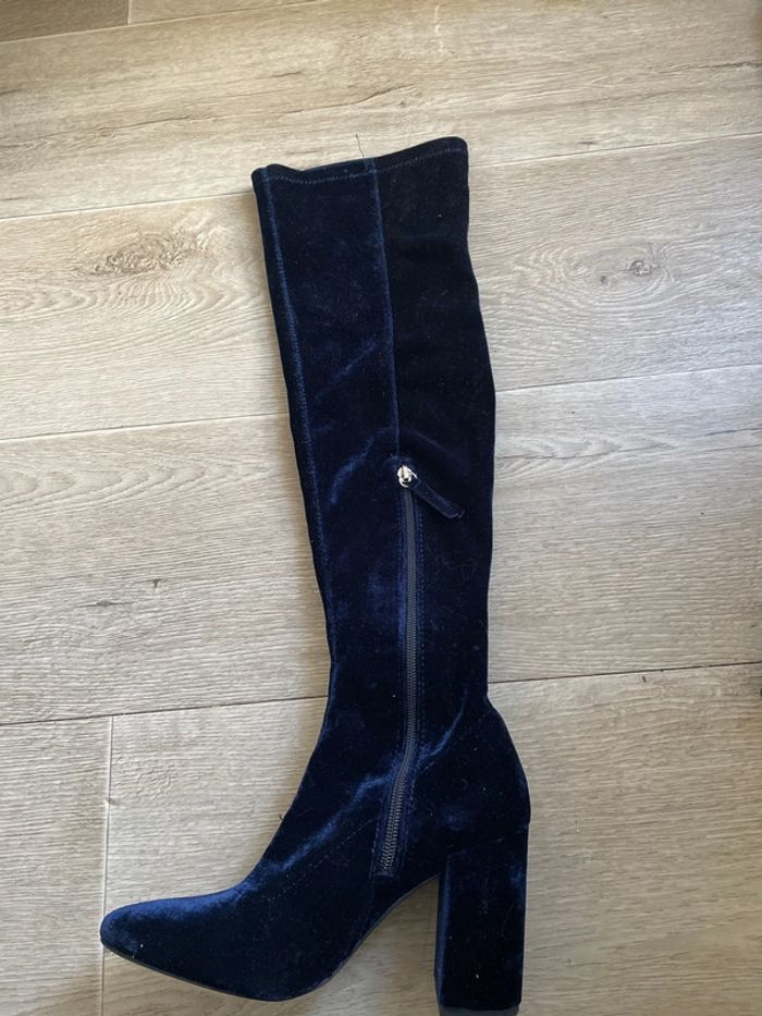 Cuissardes Zara Bleu en Velours 36 - photo numéro 2
