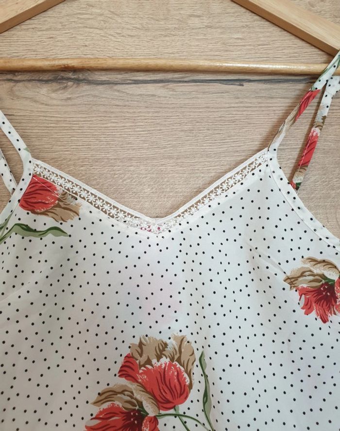 Nuisette blanche fleurie/pois - photo numéro 3