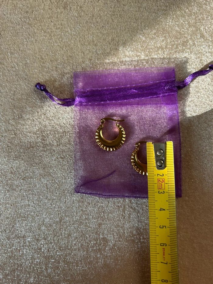 Boucles d’oreilles texturé en acier inoxydable - photo numéro 3