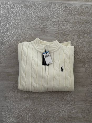 🤍 Polo Ralph Lauren – Pull zippé blanc • Neuf• Taille M 🤍