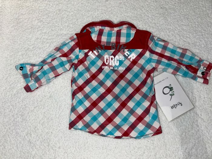 Chemise bébé bleu et rouge - photo numéro 4