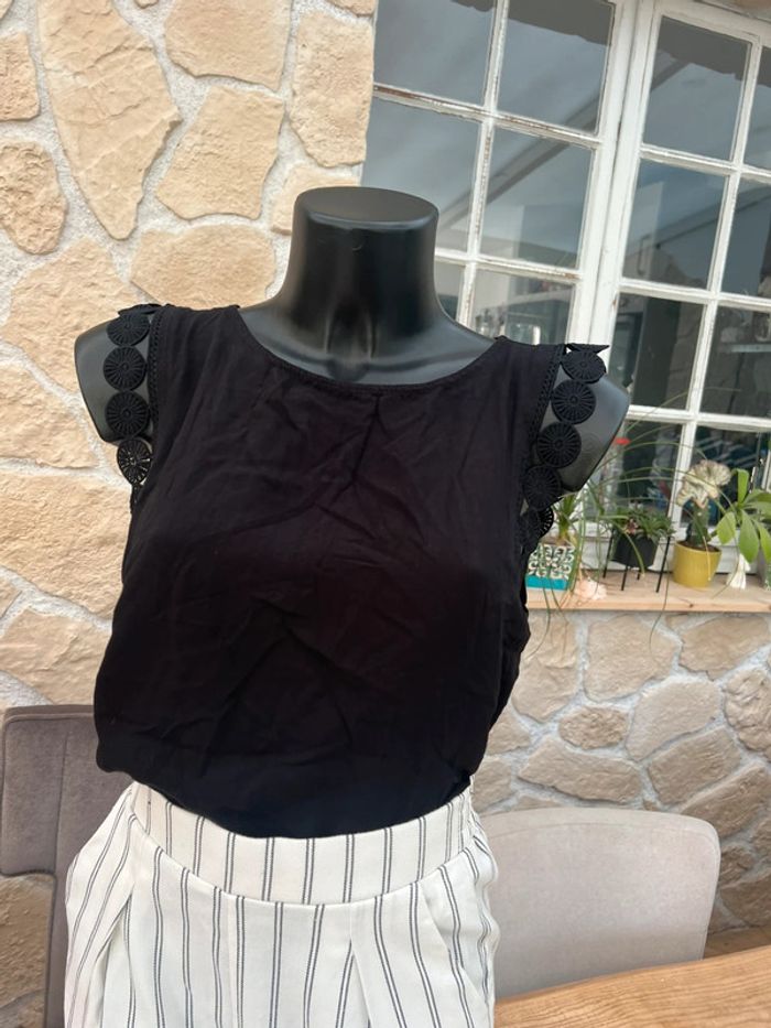 Pantalon femme blanc en lin à rayures été léger stradivarius XS 34 - photo numéro 3