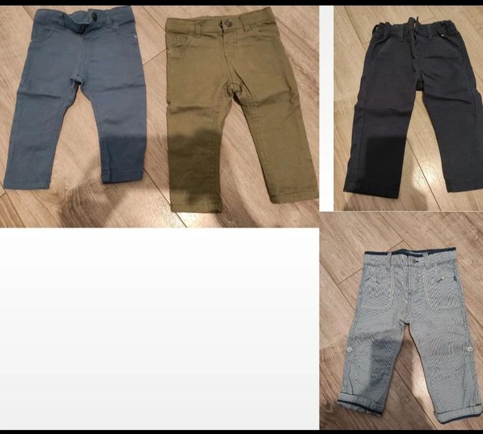 Lot 4 pantalons bébé garçon 12 mois 74cm Primark Zeeman Obaibi