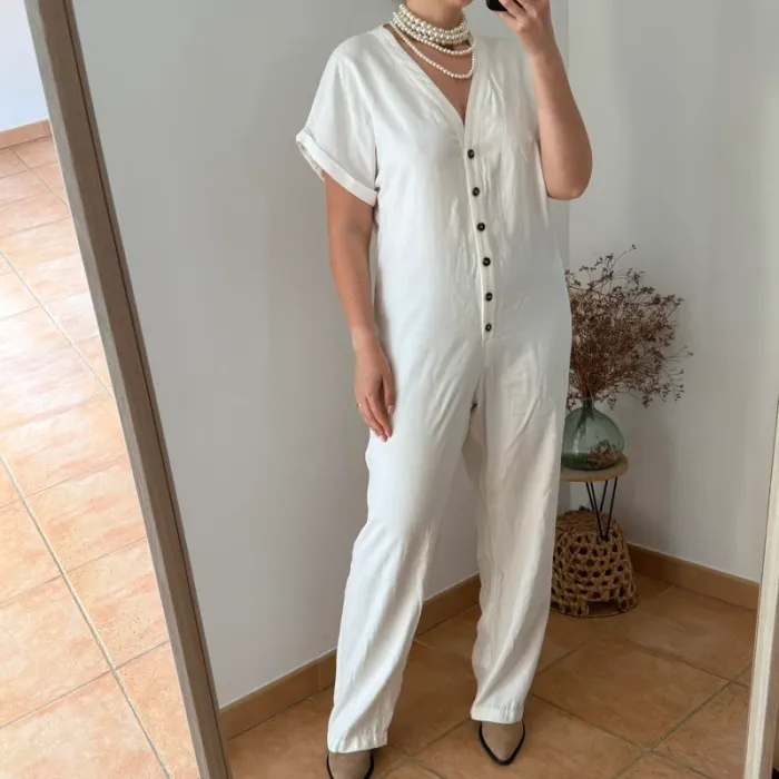 Combinaison Blanche Fluide Mango Taille L - photo numéro 2