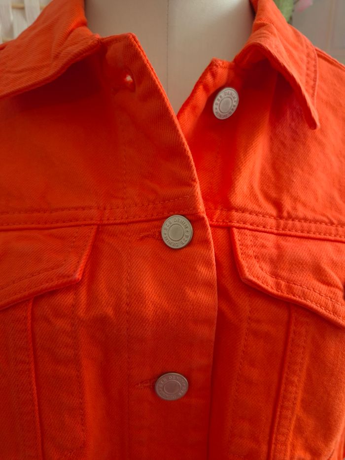💕Jolie Veste en jean sans manches / Gilet cropped - BZB Orange  -femme  T.M 💕 - photo numéro 9