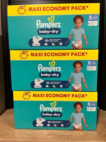 🔹 3 Packs Pampers Baby-Dry Taille 5 – 288 couches – Neufs scellés