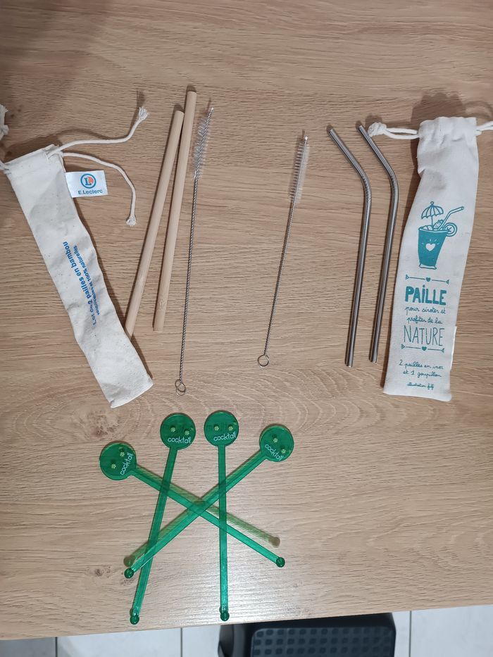 Lot pailles réutilisables + mélangeurs 🌿🥤 - photo numéro 2