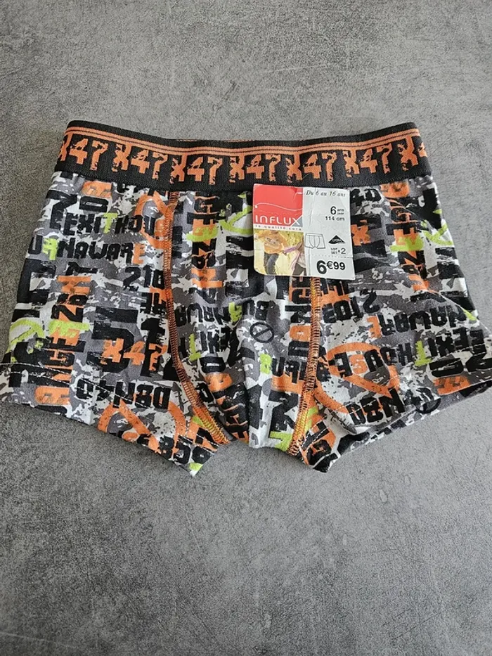 Boxer / caleçon garçon - Taille 6 ans (114cm) - Influx (NEUF) - Noir orange