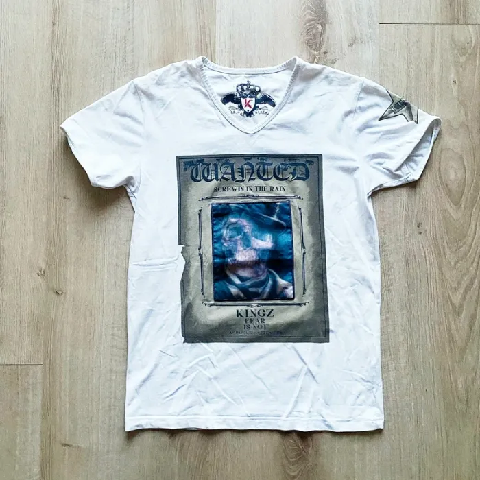 Kingz T-Shirt Wanted Blanc Exclusive Collection Homme Halloween Mode Vintage (Taille M) - photo numéro 2
