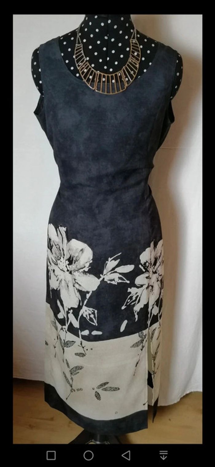 Robe longue d'été fleurs noir crème Taille L Christian Marry - photo numéro 2