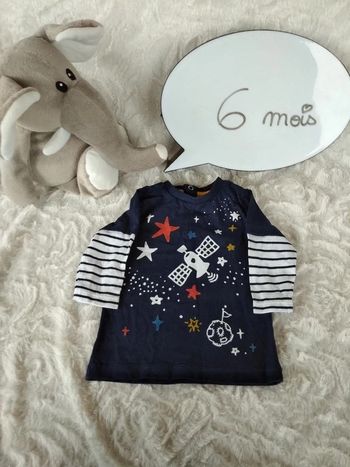 Tee shirt chemise manches longues Garçon 6 mois Espace Planète Satellite étoiles Orchestra