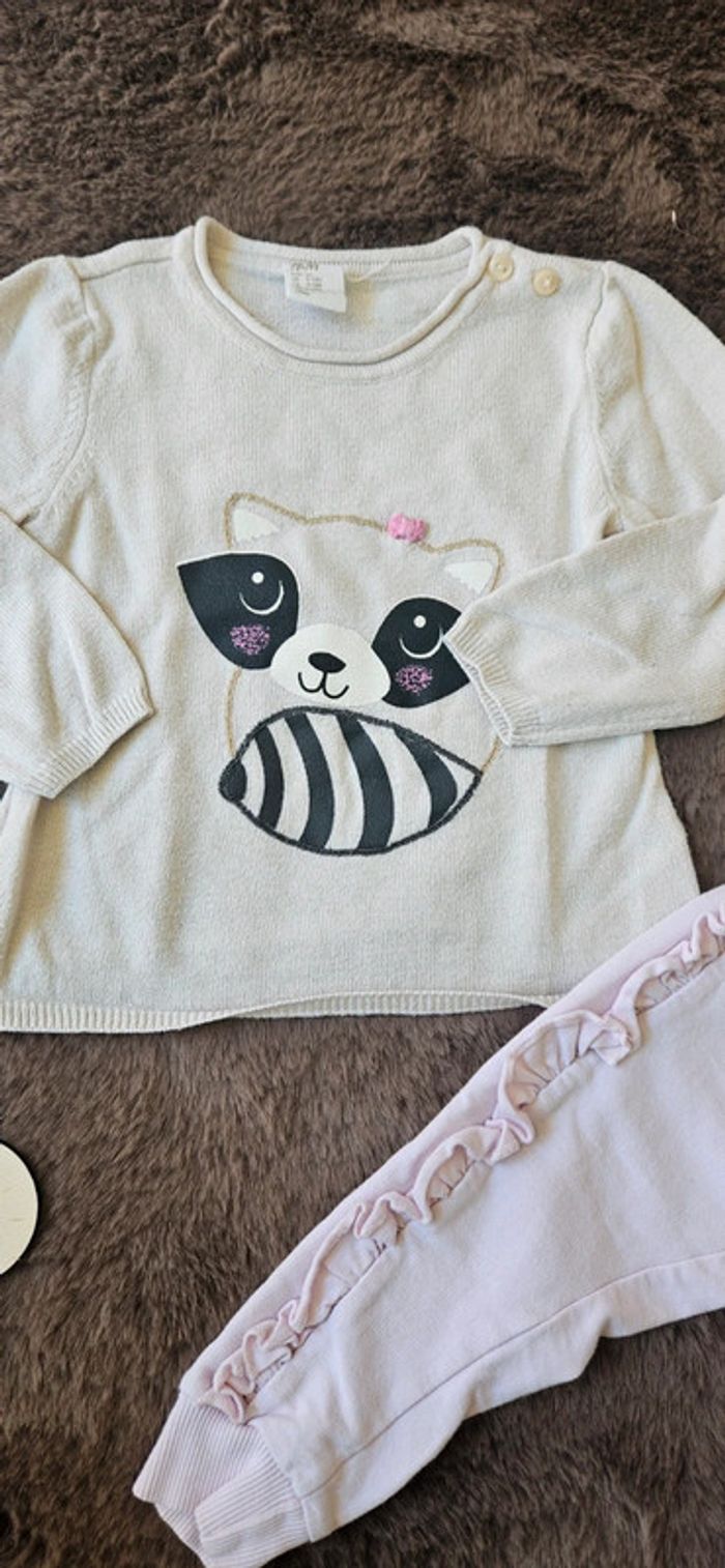 Ensemble 12 mois fille pantalon et pull fin - photo numéro 3
