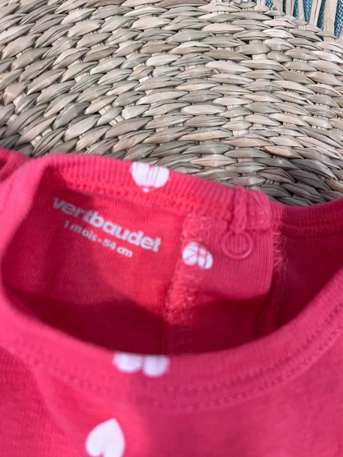 Pyjama coton taille 1 mois motif cœur - photo numéro 3