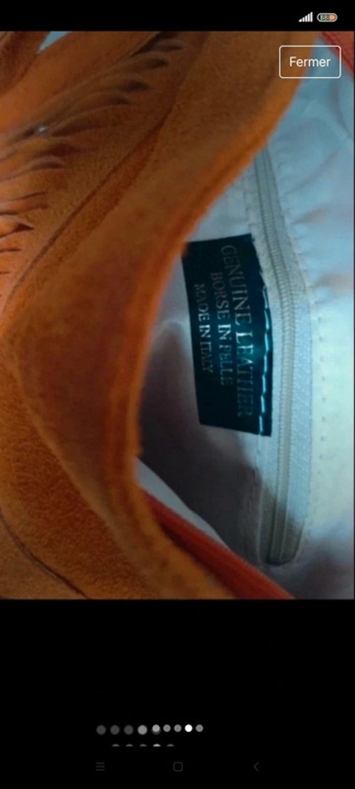 Sac à bandoulière en nubuck couleur orangé avec franges - photo numéro 4