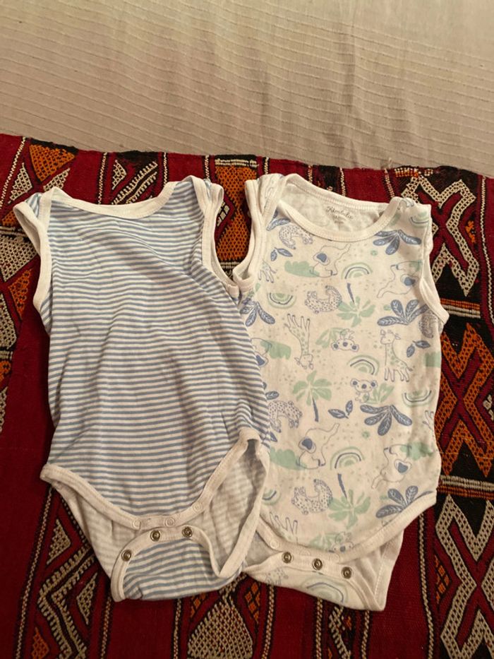 Lot 2 maillots de corps body 18 mois jusqu’à 80 cm coton turquoise
