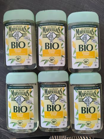 Lot 6 gels douche bio