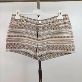 Short imprimé ethnique beige et multicolore Mango Taille 38 100 % coton A763