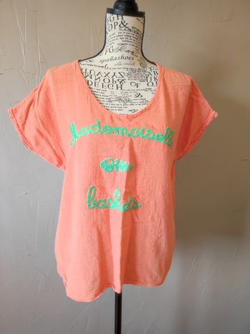 Tee shirt orange Mademoiselle basket taille unique