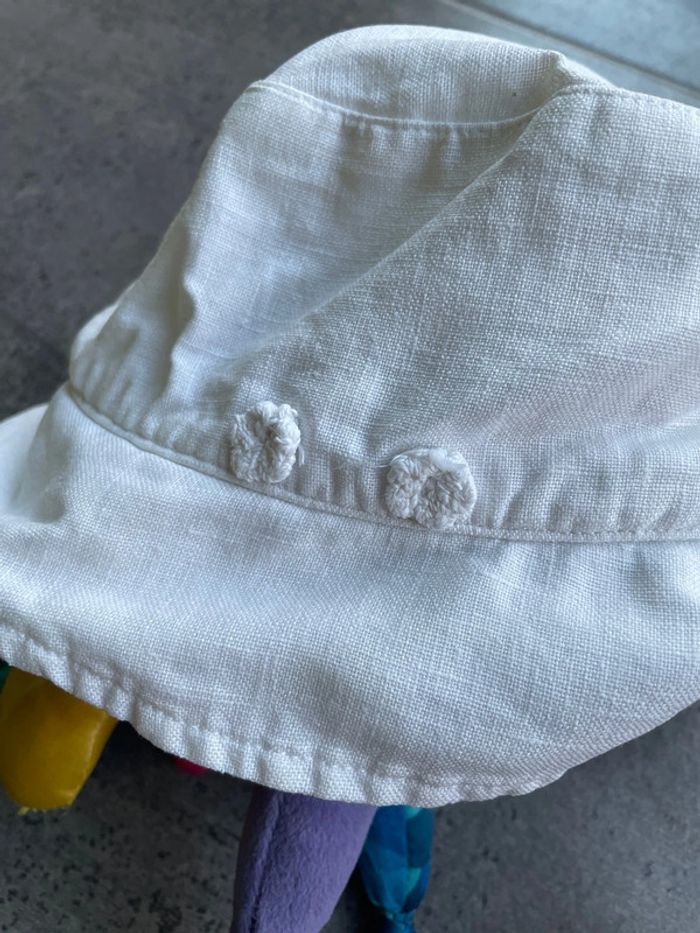 Chapeau blanc en lin clayeux 53cm - photo numéro 2