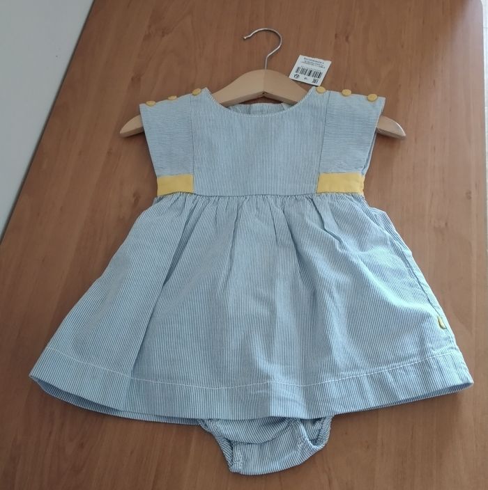 Ensemble Robe sans manches + Culotte 3 mois fille Neuve avec étiquette  Obaïbi
