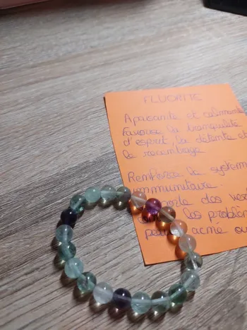 Bracelet fluorite – Pierre naturelle – Avec carte de propriété des pierres