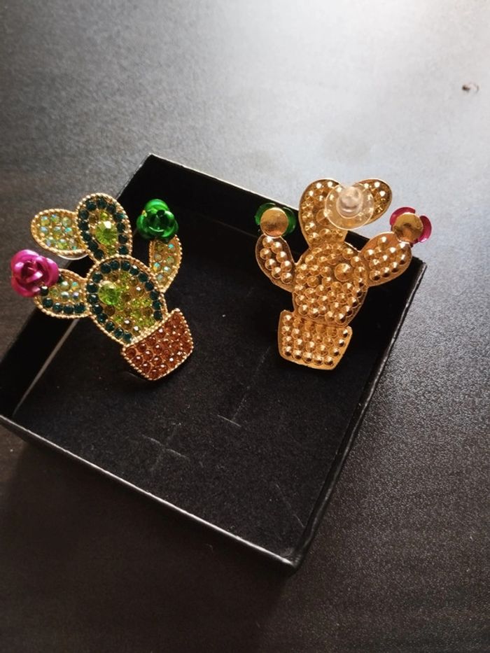 Boucles d'oreilles vintage cactus avec coffret cadeau - photo numéro 3