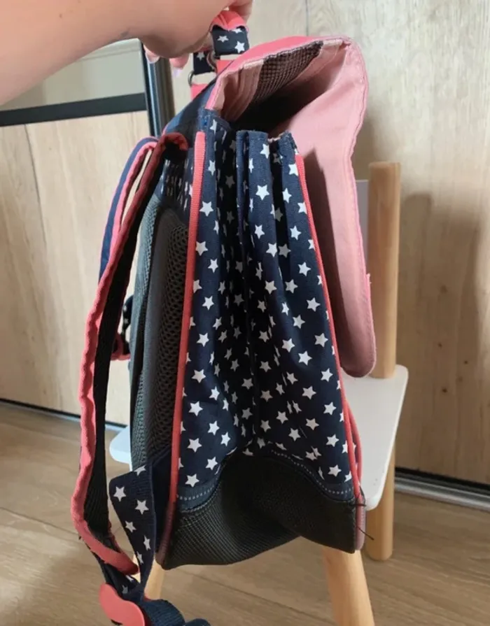 Cartable et trousse Tann's officiel bleu marine et rose - photo numéro 6
