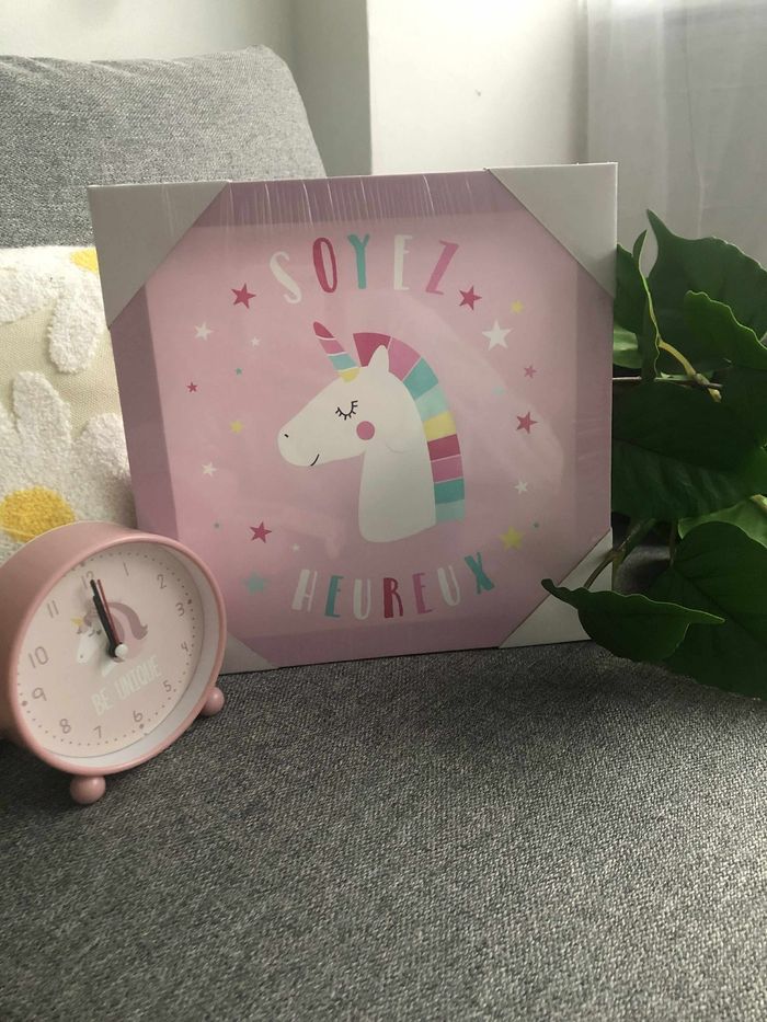 Réveil et cadre licorne pour enfants