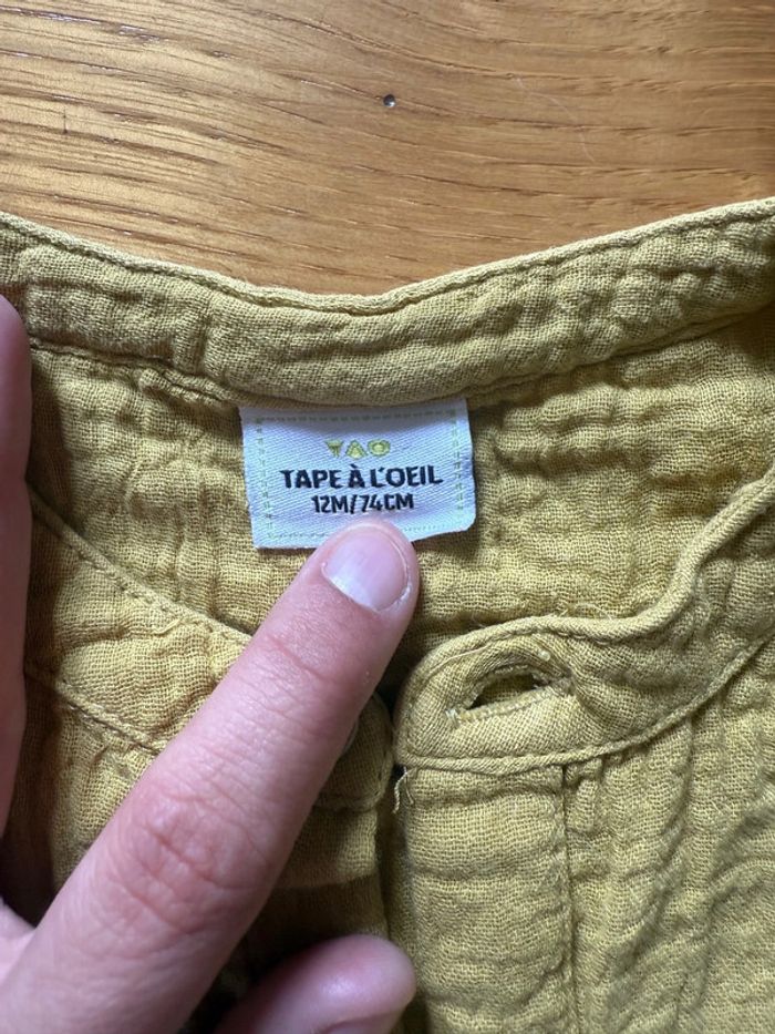Combinaison en très bon état moutarde taille 12 mois - photo numéro 3