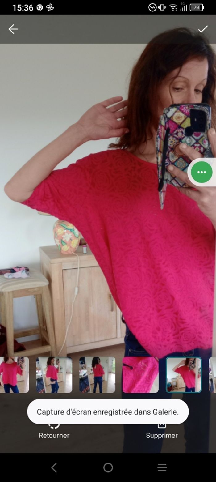 Top femmes 48 fushia à motifs rose c78 - photo numéro 5