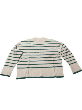 Pull rayé blanc vert - Mango - M