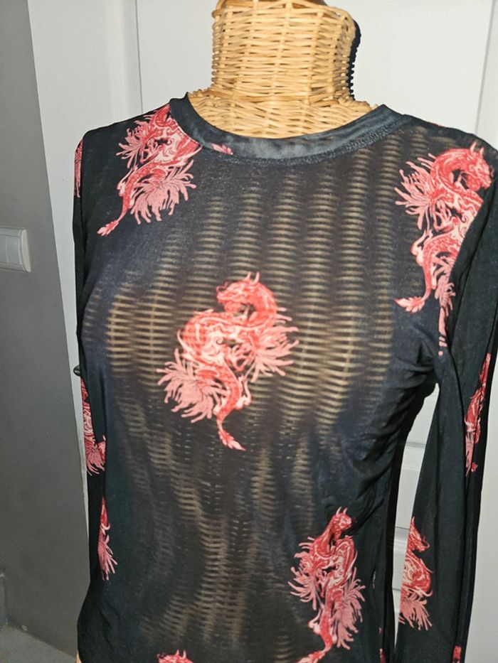 T-shirt ML dragon pimkie taille M u45 - photo numéro 3