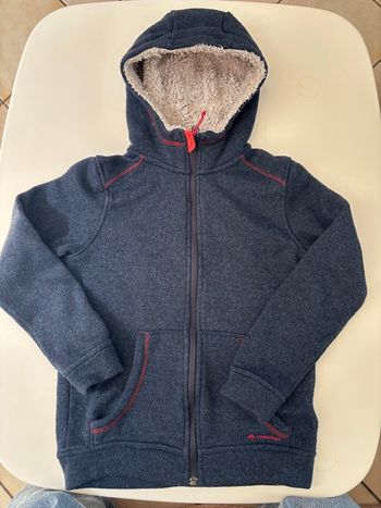 Veste gilet polaire zippé à capuche bleu quechua décathlon 10ans